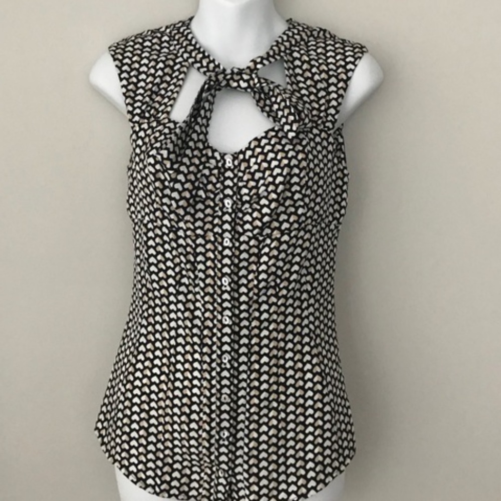 Front Tie Silk Odille Heart Print Blouse from Anthropologie